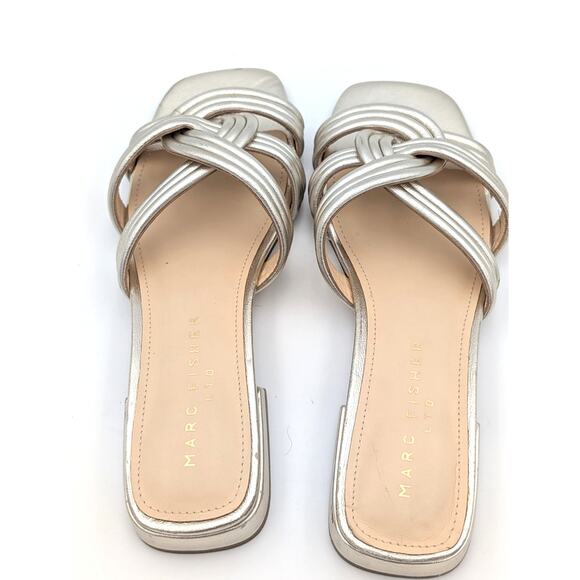 Marc Fisher LTD Casara Slide Sandal Women's Square Toe Gold Size US6.5M EU37 - Picture 3 of 10